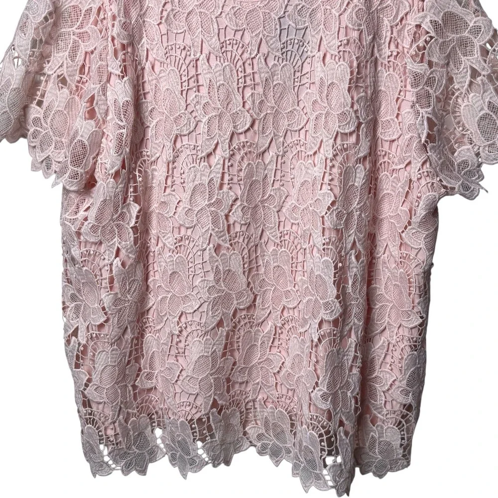 NEW‎ Philosophy Blush Pink All Over Lace Floral Blouse Feminine Dainty Fairy XXL